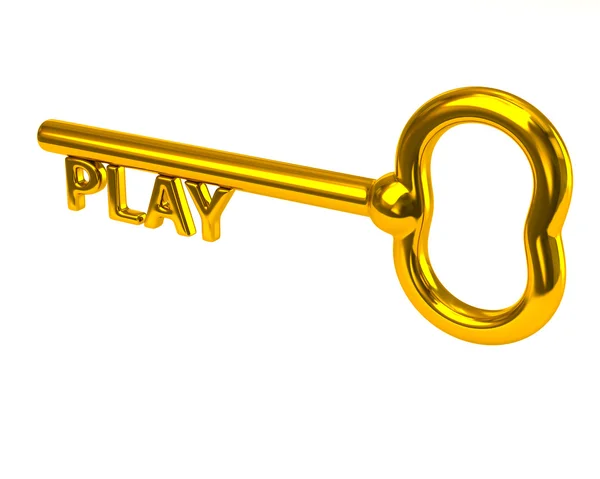 Golden key with word play — Stock Photo, Image