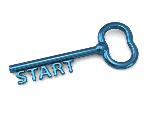 Blue key with word start — Stock Photo, Image