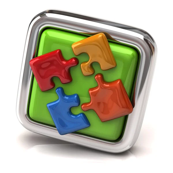 Colorful jigsaw on button — Stock Photo, Image