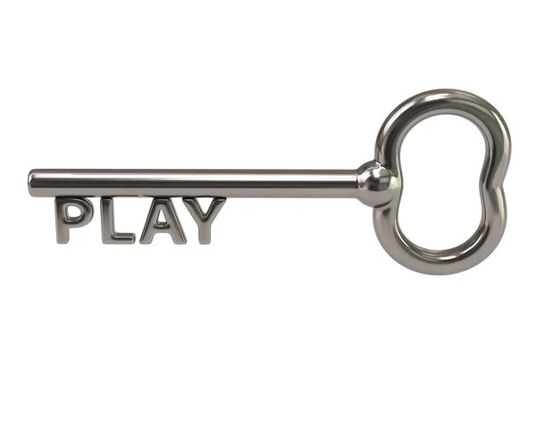 Silver key with word play — Stock Photo, Image