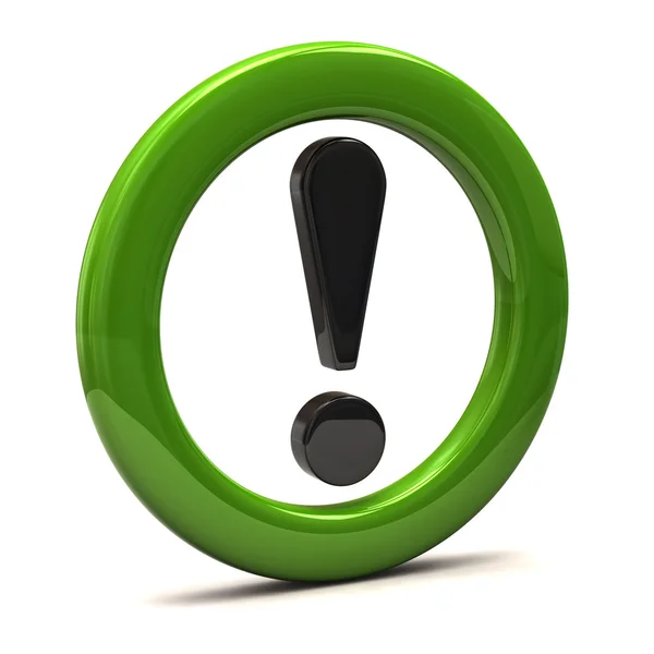 Sinal de exclamação em anel verde — Fotografia de Stock