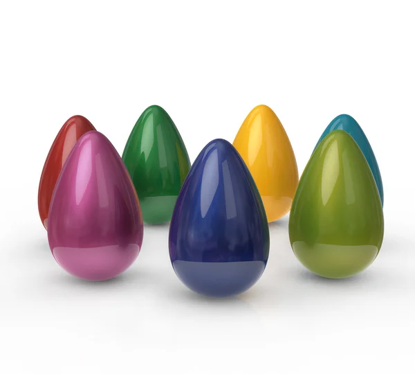 Huevos de colores sobre fondo blanco — Foto de Stock