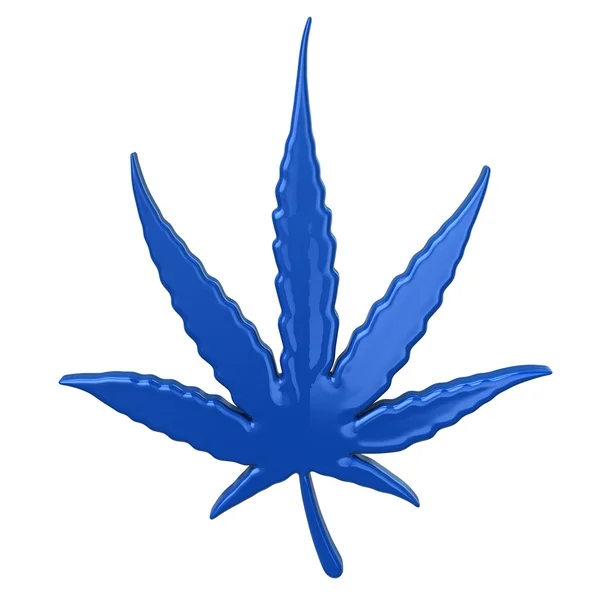 Ícone de folha de cannabis azul — Fotografia de Stock