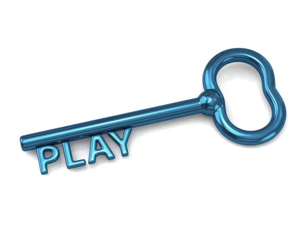 Blue key with word play — Stock Photo, Image