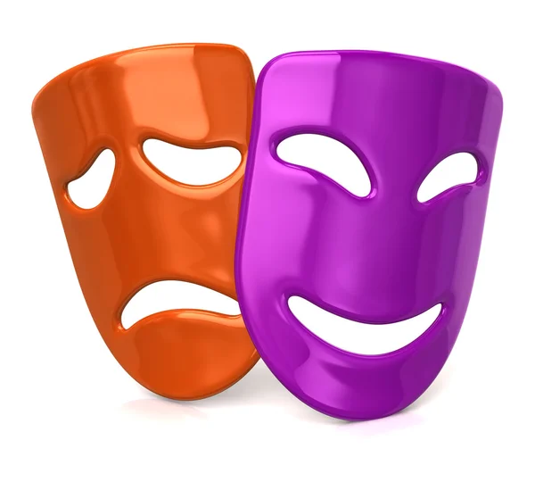 Purple happy and sad orange masks — Stock Photo, Image