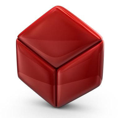 beyaz üzerine kırmızı küp