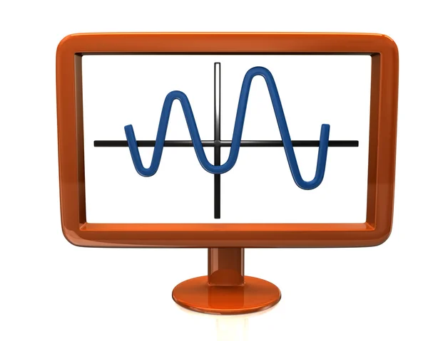 Monitor with graph on white screen — Stock Photo, Image