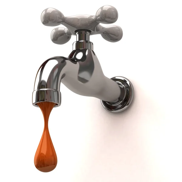 Tropfender Wasserhahn mit orangefarbenem Tropfen — Stockfoto