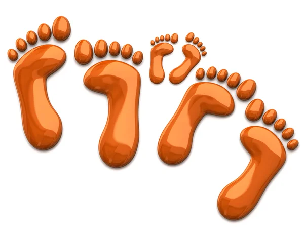 Orange footprints of family — Stock Photo, Image