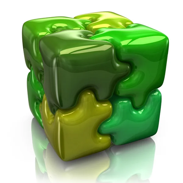 Puzzle cube on white — Stock Photo, Image