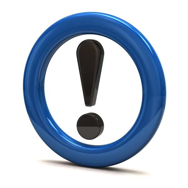 Sinal de exclamação em anel azul — Fotografia de Stock