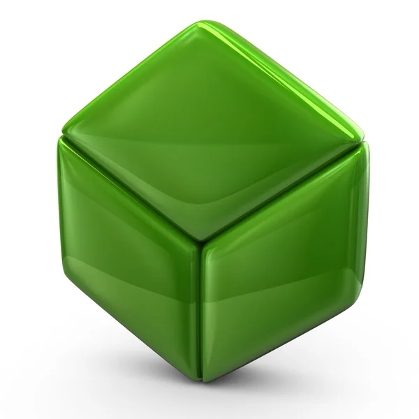 Green cube on white background — Stock Photo, Image