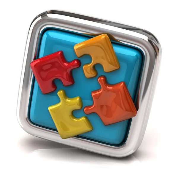 Colorful jigsaw on button — Stock Photo, Image