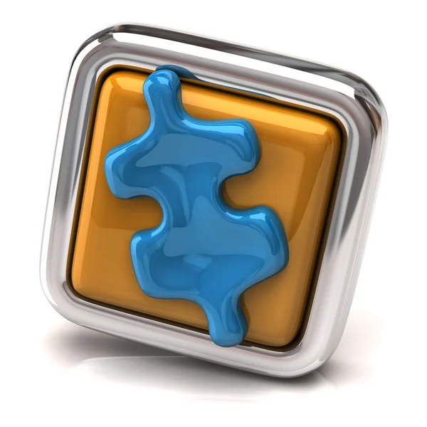 Jigsaw em um botão no branco — Fotografia de Stock