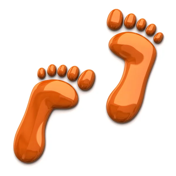 Fehér alapon narancs lábnyomok — Stock Fotó