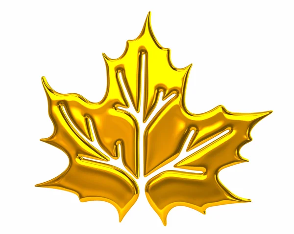 Golden maple leaf icon — Stock Photo, Image