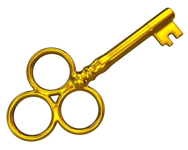 Gold Schlüssel auf Weiß — Stockfoto