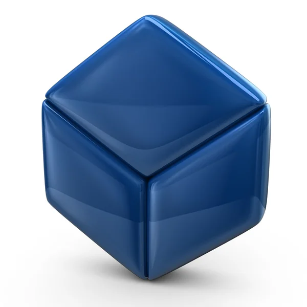 Cubo azul sobre blanco — Foto de Stock