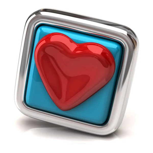 Botón rojo del corazón — Foto de Stock