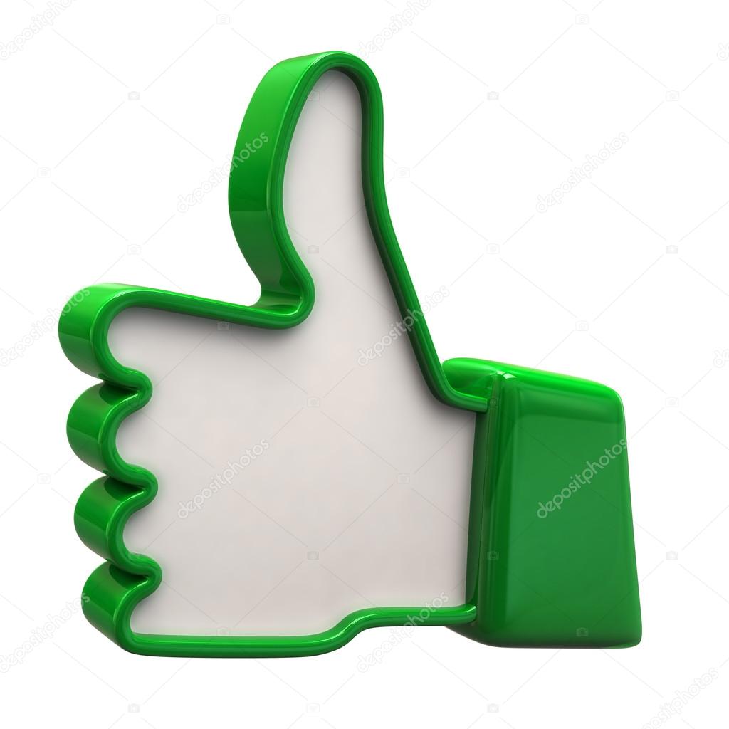 Green hand showing thumbs up