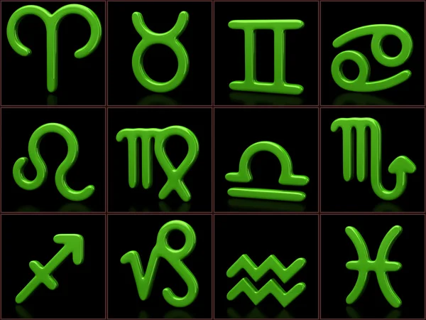 Green zodiac sign set — Stock Photo, Image
