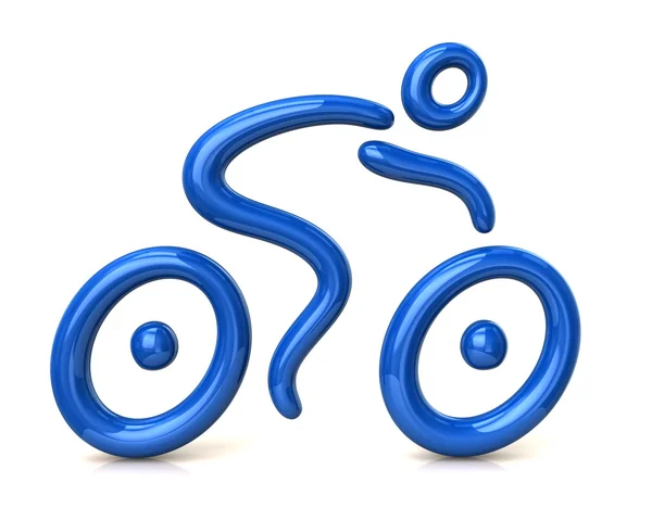 Icono ciclista azul y negro — Foto de Stock