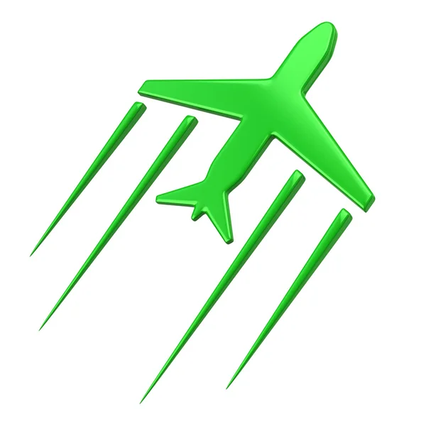 녹색 비행기 기호 — 스톡 사진