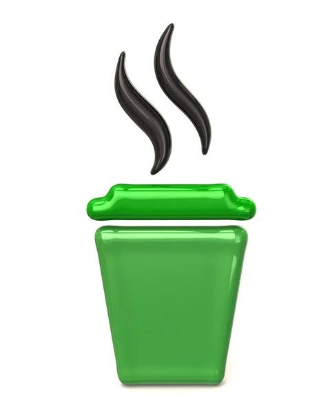 Verde takeaway chá copo ícone — Fotografia de Stock