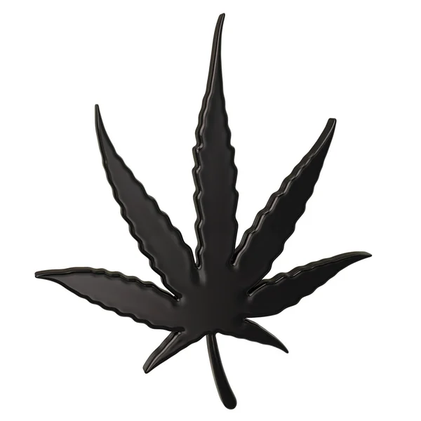 Ícone de folha de cannabis preto — Fotografia de Stock