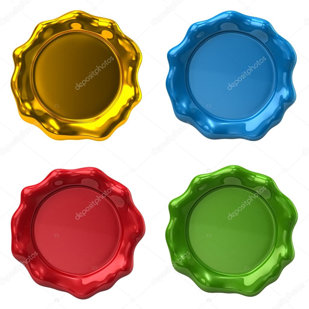 Colored Bottle Caps Set On White Background. Green, Red, White