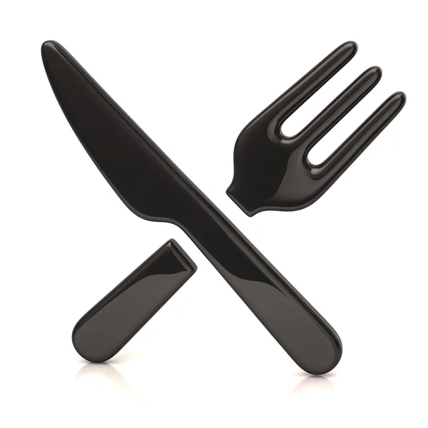 Cuchillo cruzado tenedor negro — Foto de Stock