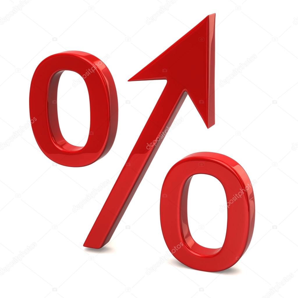 Red growing percent sign