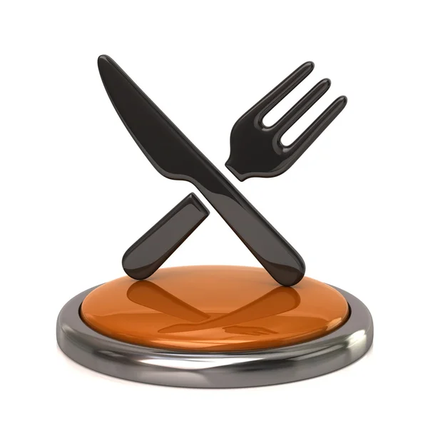 Fork cross knife on button — Stock Photo, Image