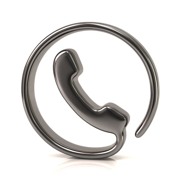 Stříbrná ikona telefonu — Stock fotografie