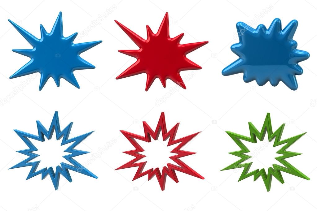 Set of bursting star icons