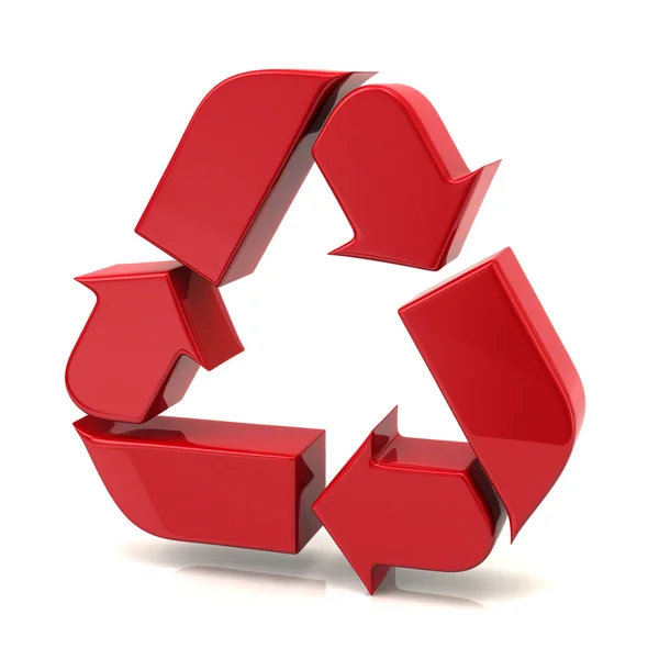 Red recycle arrows sign — Stock Photo, Image
