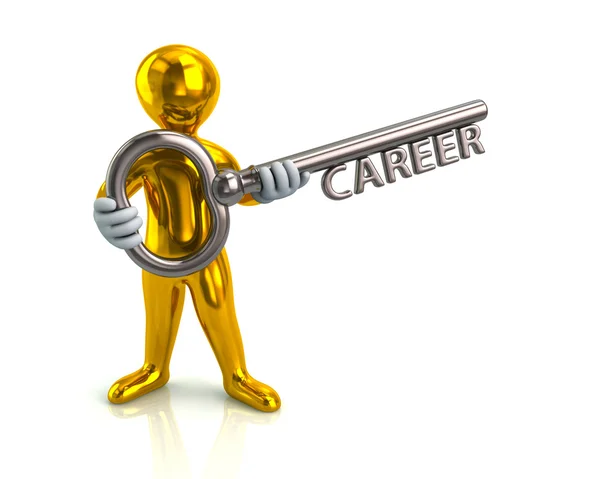 Man holding  key with word career — Stock Photo, Image