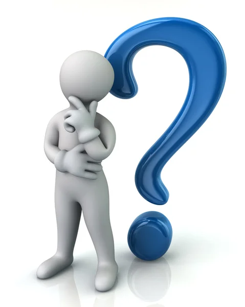 Thinking man and question mark — Stock Photo, Image