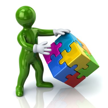 Bulmaca küp ile yeşil adam