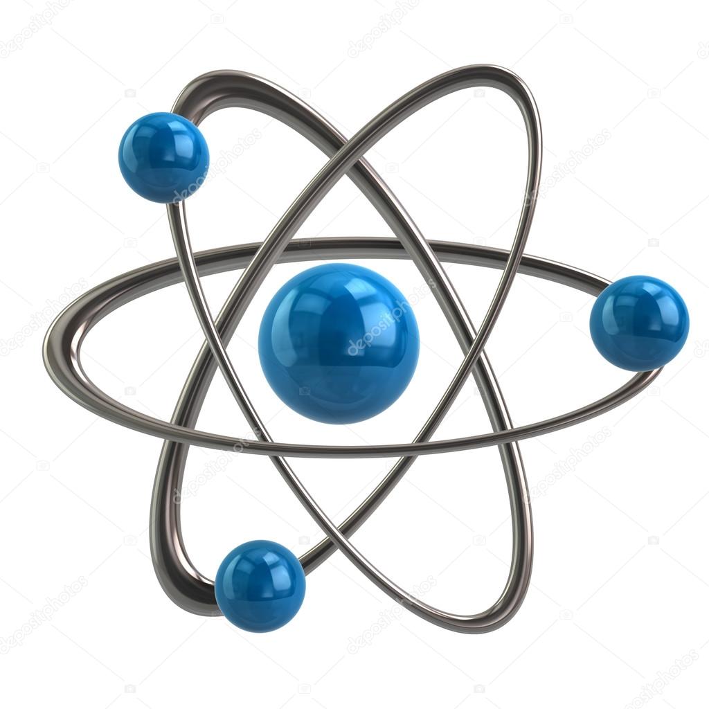 Blue atom icon symbol