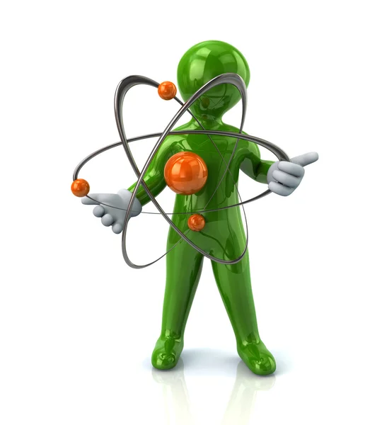 Homme vert avec des molécules atomiques — Photo