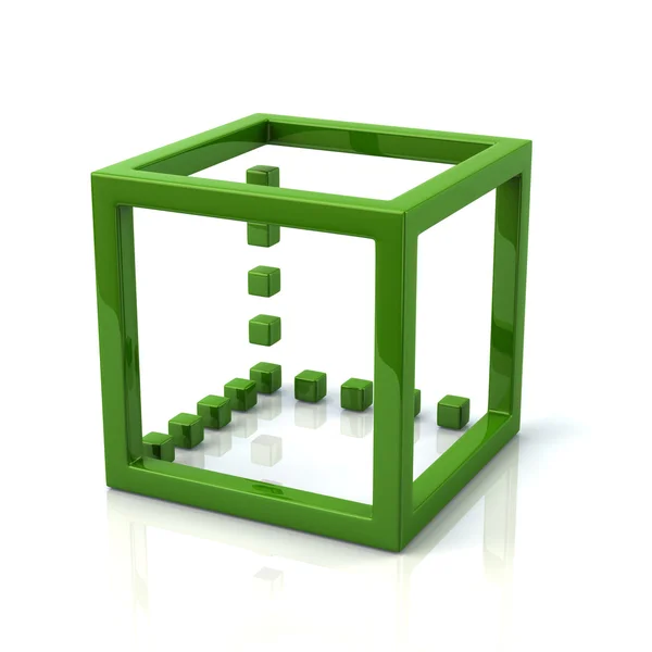 3d símbolo cubo verde — Fotografia de Stock
