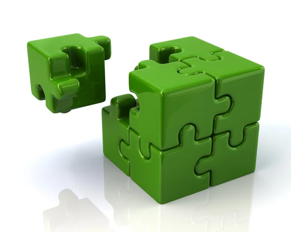 Puzzle cube with missing piece — Stock Photo, Image