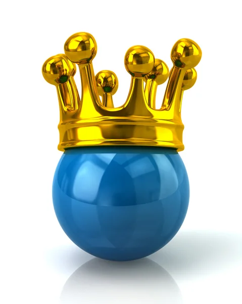 Coroa dourada na bola azul — Fotografia de Stock
