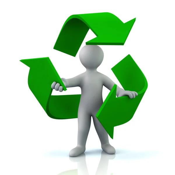 Ember, zöld újrahasznosítása nyilak — Stock Fotó
