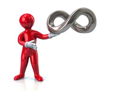 Sonsuzluk simgesi tutan adam