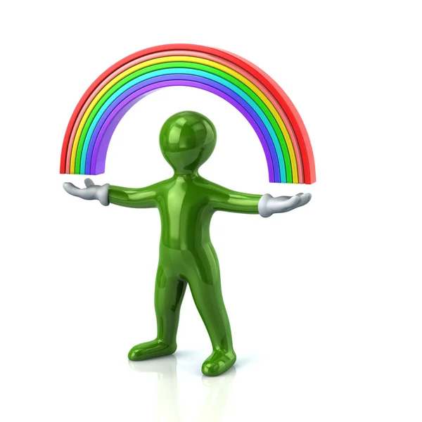 Homem segurando símbolo arco-íris — Fotografia de Stock