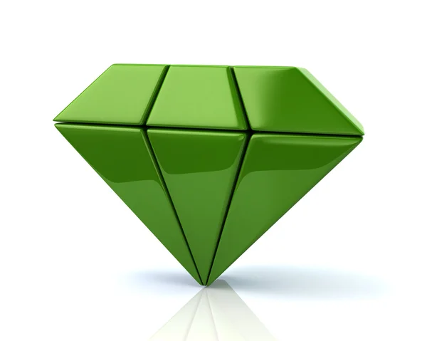 Zielony diament ikona klejnot — Zdjęcie stockowe