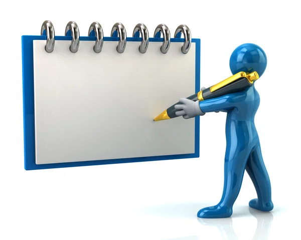 Hombre escribiendo con pluma en cuaderno — Foto de Stock