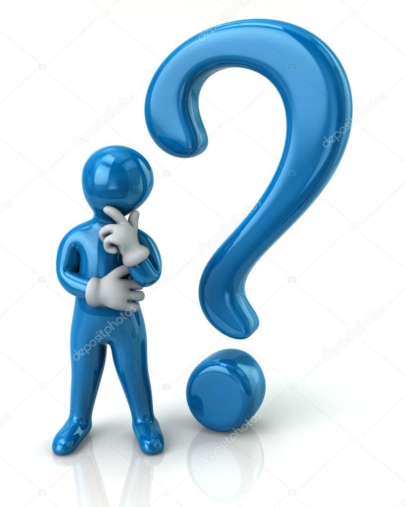 thinking man with question mark